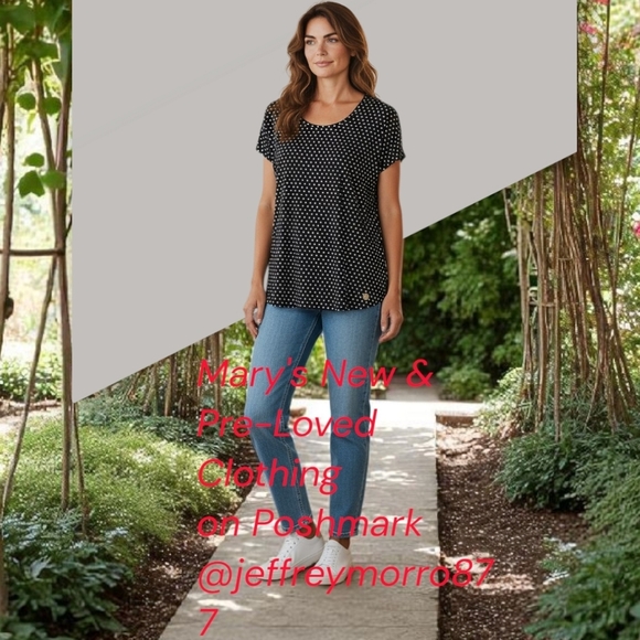 Michael Kors - Black Hi/Lo Blouse With White Poke dots, Flutter Sleeves,... - Picture 10 of 10